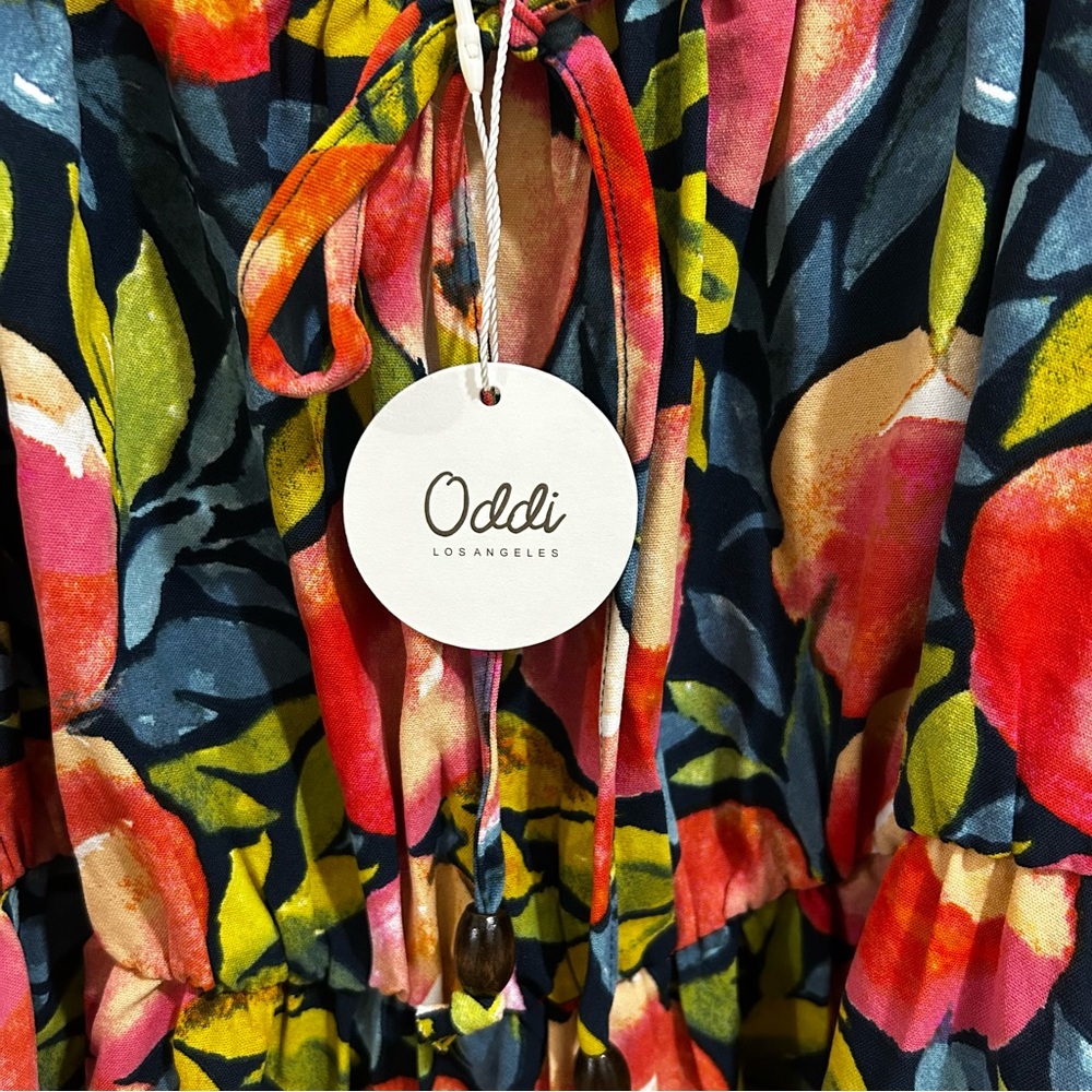 Oddi Los Angeles Just Peachy Multicolor Mini Dress On/Off Shoulder Size 1X NWT - Picture 8 of 9
